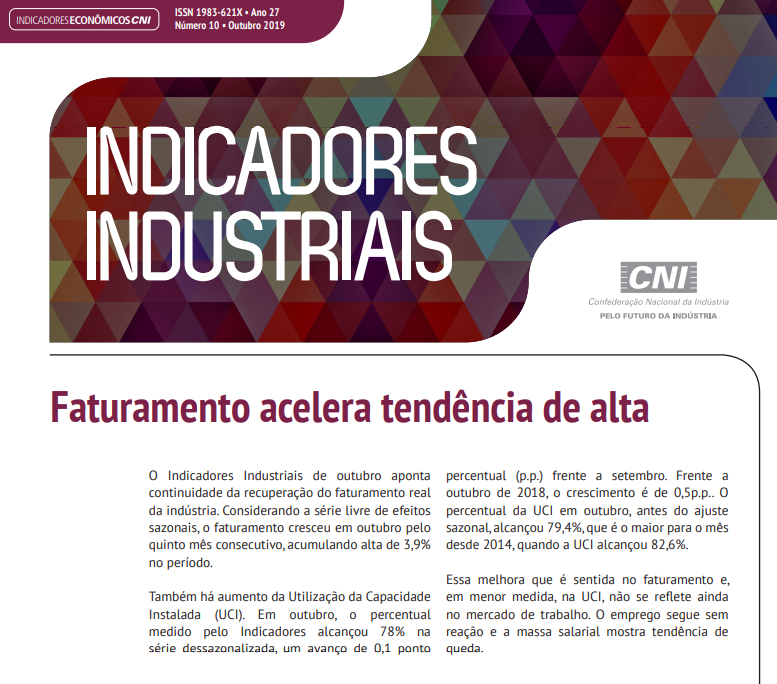 Indicadores Industriais – Outubro/2019 – CNI